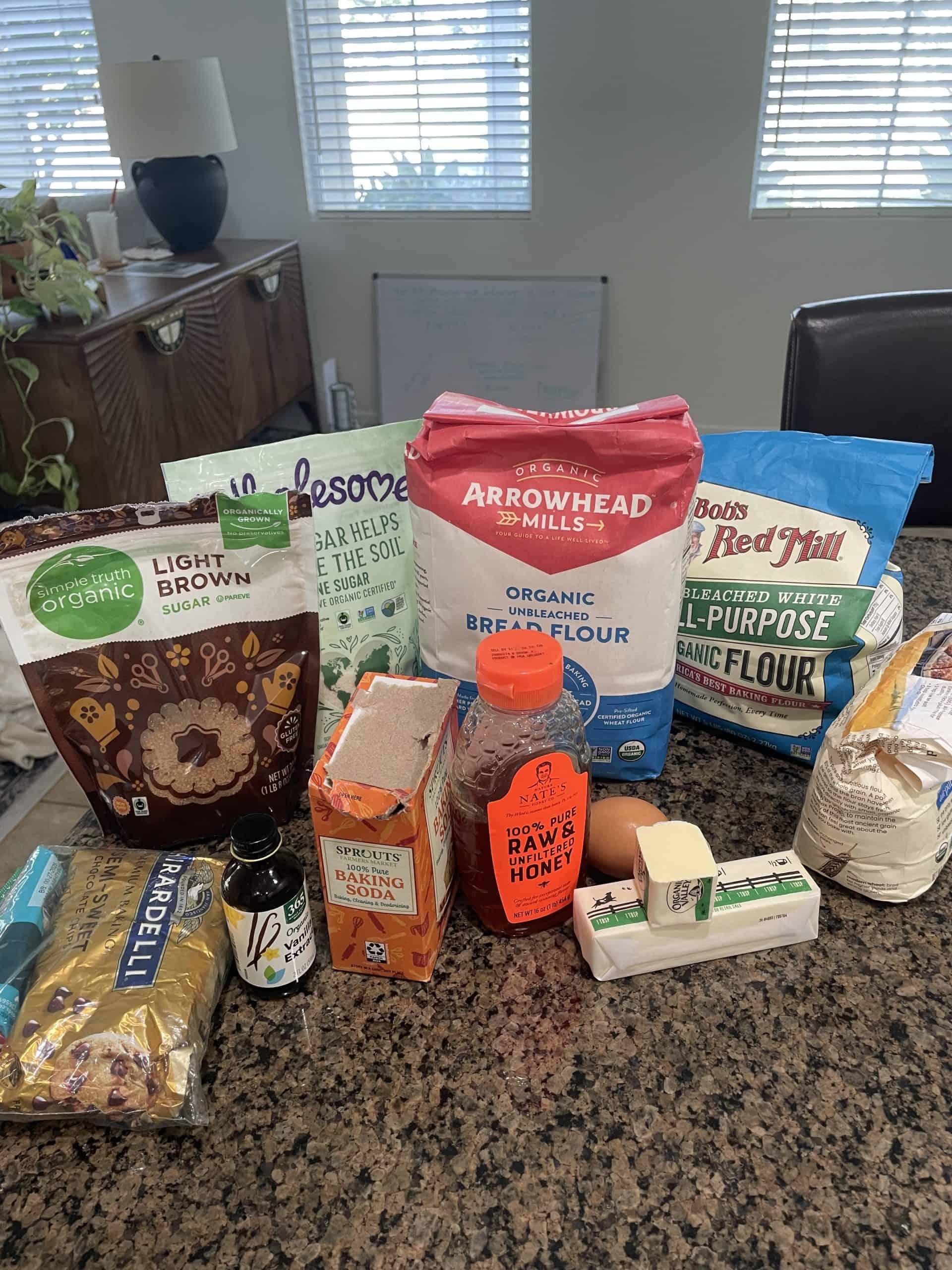 healthy baking ingredients on top of a counter