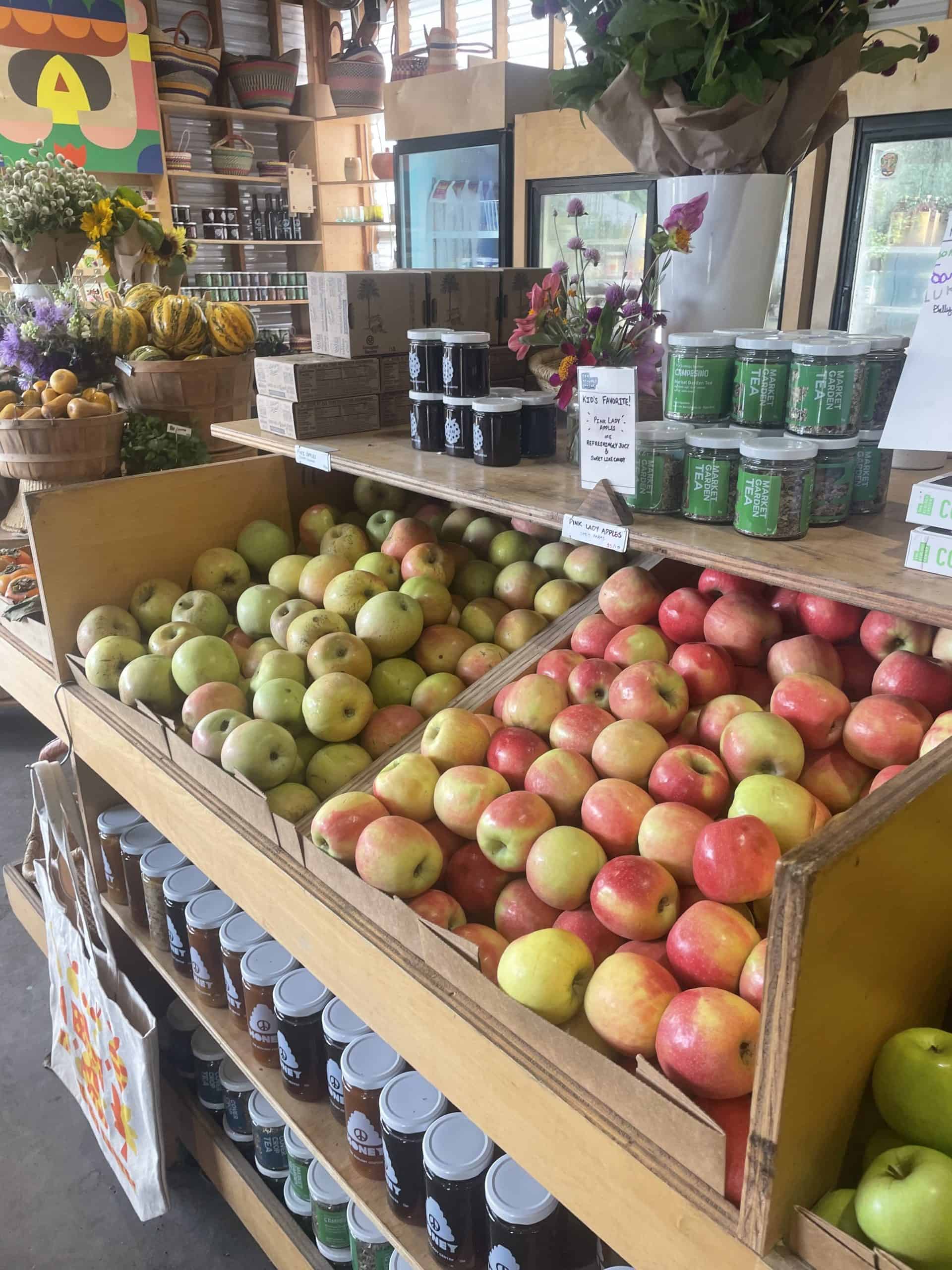 applies in a wooden farm stand